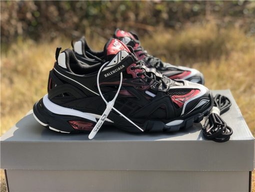 Balenciaga Track 2 Black Burgundy Sneaker replica sneakers featuring a stylish design, premium materials, and a comfortable fit, perfect for sneaker enthusiasts looking for high-quality alternatives.