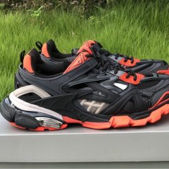 Balenciaga Track 2 Black Orange Sneaker replica sneakers featuring an oversized silhouette, bold color contrast, and intricate detailing, perfect for fashion-forward individuals seeking high-quality replicas.