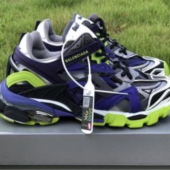 Balenciaga Track 2 Purple Grey Green Sneaker high-quality replica sneakers featuring a modern sporty design with a vibrant color combination, perfect for sneaker enthusiasts looking for style and comfort.