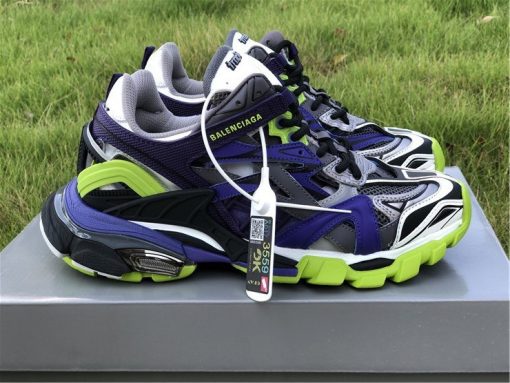 Balenciaga Track 2 Purple Grey Green Sneaker high-quality replica sneakers featuring a modern sporty design with a vibrant color combination, perfect for sneaker enthusiasts looking for style and comfort.
