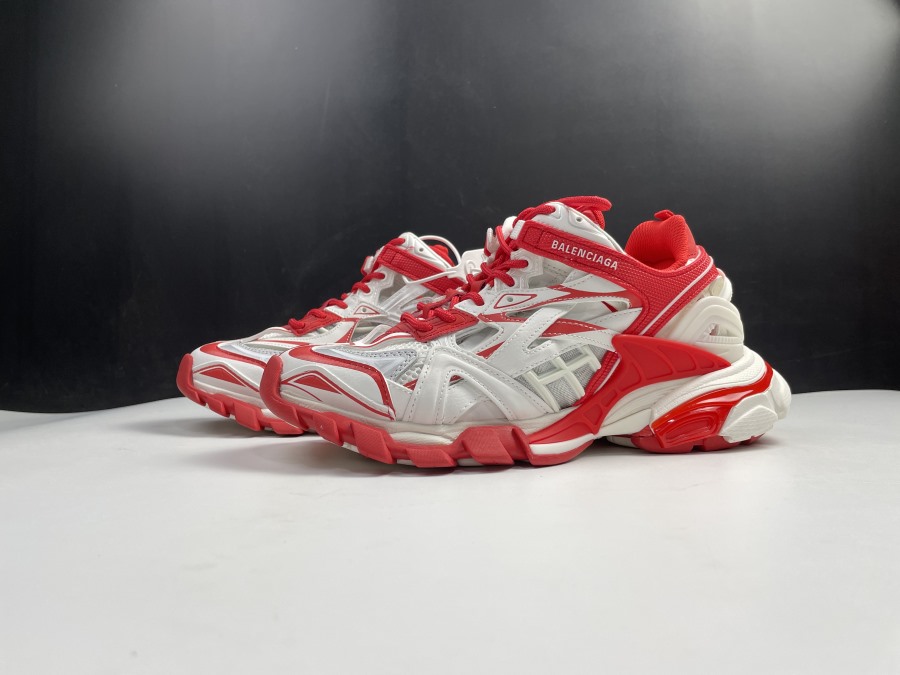 Balenciaga Track 2 White Bright Red Sneaker high-quality replica sneakers showcasing a stylish and modern design with a combination of white and bright red colors, perfect for fashion enthusiasts.