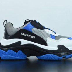 Balenciaga Triple S Blue Gray Black Sneaker replica sneakers showcasing a stylish blend of colors and premium design, perfect for sneaker enthusiasts.