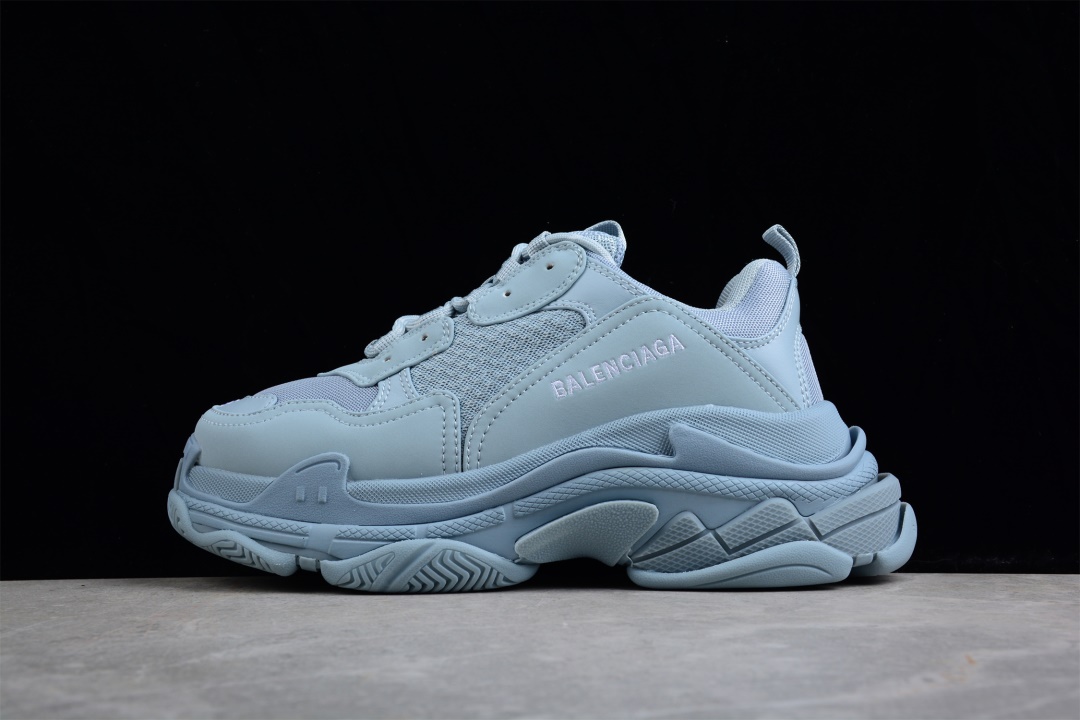 Balenciaga Triple S Light Blue Sneaker - a stylish and trendy high-quality replica sneaker featuring a vibrant light blue colorway, chunky silhouette, and premium materials, perfect for enhancing your shoe collection.
