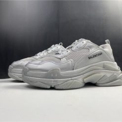 Balenciaga Triple S Silver Metallic replica sneakers featuring a sleek silver design and chunky silhouette, perfect for stylish footwear enthusiasts looking for high-quality shoes.