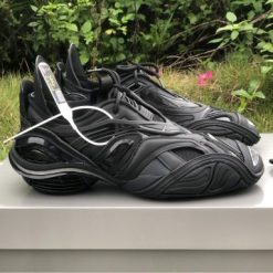 Close-up view of Balenciaga Tyrex Black Sneakers, showcasing the sleek design and high-quality materials of these replica sneakers, ideal for sneaker enthusiasts looking for stylish footwear options.