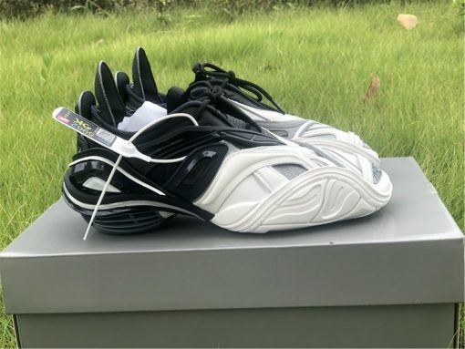 SEO Alt Text: "Balenciaga Tyrex Black White Sneakers showcased in a product image, perfect for fashion enthusiasts seeking high-quality replica sneakers. The sleek design features a black and white color scheme, combining style and comfort for a trendy look."