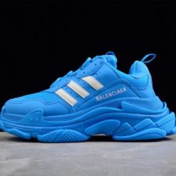 Balenciaga X Adidas Triple S Blue Sneaker - high-quality replica sneakers featuring a vibrant blue design, chunky sole, and stylish detailing, perfect for those looking to elevate their shoe collection.