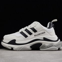 Balenciaga x Adidas Triple S White Black Sneaker - A high-quality replica sneaker featuring a sleek white and black design, showcasing premium craftsmanship and stylish aesthetics, perfect for sneaker enthusiasts looking for fashionable shoes.