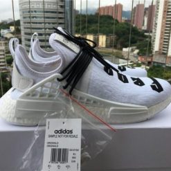 Fear Of God x Adidas NMD Pharrell Williams Human Race White Black replica sneakers featuring a sleek design, premium materials, and bold color contrast, perfect for sneaker enthusiasts and collectors.