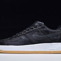 Fragment X Clot X Nike Air Force 1 Black Silk replica sneakers showcasing a sleek black silk upper, premium detailing, and the iconic silhouette, perfect for sneaker enthusiasts and collectors.