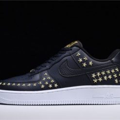 Nike Air Force 1 Low 07 XX Star Studded Black replica sneakers featuring a sleek black leather upper adorned with metallic star studs, ideal for fashion-forward sneaker enthusiasts.