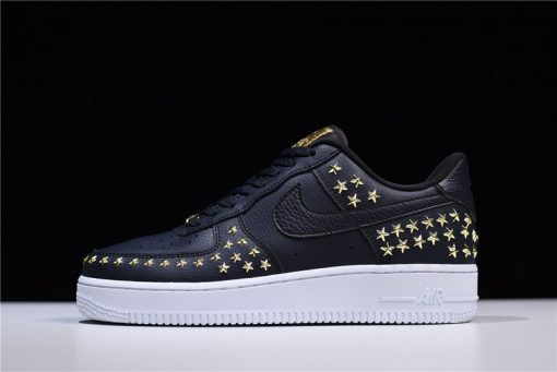 Nike Air Force 1 Low 07 XX Star Studded Black replica sneakers featuring a sleek black leather upper adorned with metallic star studs, ideal for fashion-forward sneaker enthusiasts.