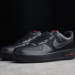 Nike Air Force 1 Low Black Red Reflective replica sneakers featuring a sleek black upper with striking red accents and reflective detailing, perfect for sneaker enthusiasts seeking high-quality style.