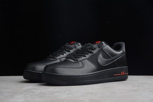 Nike Air Force 1 Low Black Red Reflective replica sneakers featuring a sleek black upper with striking red accents and reflective detailing, perfect for sneaker enthusiasts seeking high-quality style.