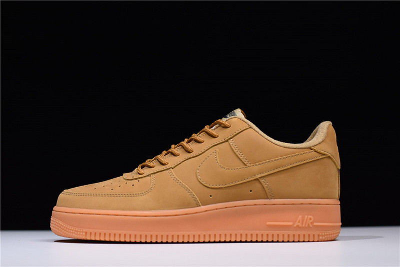 Nike Air Force 1 Low Flax replica sneakers showcasing a premium suede upper in a rich flax colorway, featuring the iconic silhouette and detailing typical of high-quality replicas, perfect for sneaker enthusiasts seeking style and comfort.