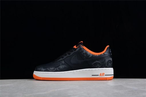 Nike Air Force 1 Low Halloween 2021 replica sneakers featuring a sleek black and orange colorway, designed for Halloween with ghostly details and premium materials, ideal for sneaker enthusiasts and collectors.