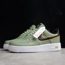 Nike Air Force 1 Low Olive Green Gold Swoosh replica sneakers showcasing a stylish olive green upper with a striking gold Swoosh, ideal for sneaker enthusiasts seeking high-quality replica footwear.