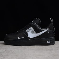 Nike Air Force 1 Low Utility Black White replica sneakers featuring a sleek black upper, contrasting white sole, and a stylish, rugged design perfect for streetwear enthusiasts.