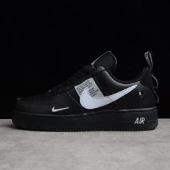 Nike Air Force 1 Low Utility Black White replica sneakers featuring a sleek black upper with white accents, designed for style and comfort, perfect for casual wear and sneaker enthusiasts.