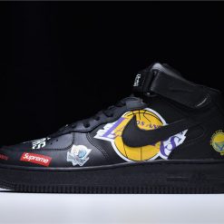 Nike Air Force 1 Mid Supreme NBA 07 Black replica sneakers featuring a sleek black design, premium materials, and iconic branding for sneaker enthusiasts and collectors.