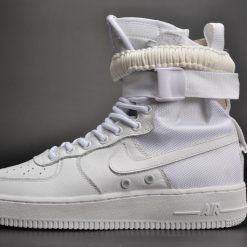 Nike SF Air Force 1 High White replica sneakers featuring a stylish high-top design, premium white leather upper, and distinctive military-inspired details for a contemporary streetwear look.