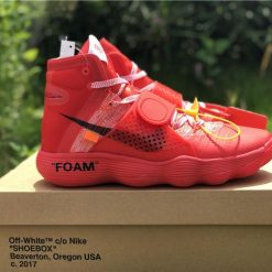 Nike X Off White Hyperdunk HD 2017 Red high-quality replica sneakers featuring a vibrant red colorway, distinctive Off White branding, and a sleek design perfect for sneaker enthusiasts.