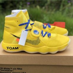 Nike X Off White Hyperdunk HD 2017 Yellow replica sneakers, featuring a vibrant yellow colorway, unique design elements, and premium craftsmanship for sneaker enthusiasts.