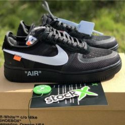 Off White X Nike Air Force 1 Black: Stylish black sneaker featuring Off White branding and innovative design elements, perfect for sneaker enthusiasts and fashion-forward individuals.