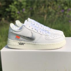 Off White x Nike Air Force 1 Low Complex Con replica sneakers showcasing a sleek design with unique branding details and high-quality materials.