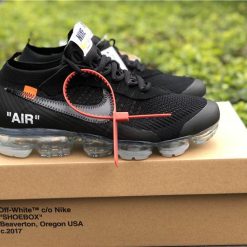 Off White x Nike Air VaporMax Black AA3831 002 high-quality replica sneakers featuring a sleek black design, distinctive branding, and a modern silhouette perfect for sneaker enthusiasts.