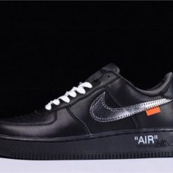 Off White x MoMA x Nike Air Force 1 Low 07 Black replica sneakers featuring a sleek black design, signature Off White branding, and distinctive MoMA artwork accents, ideal for sneaker enthusiasts and collectors.