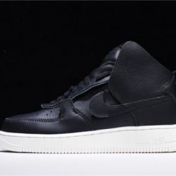 PSNY x Nike Air Force 1 High Black replica sneakers displayed in a store, showcasing a sleek black design with premium materials and detailed stitching, ideal for sneaker enthusiasts and collectors.
