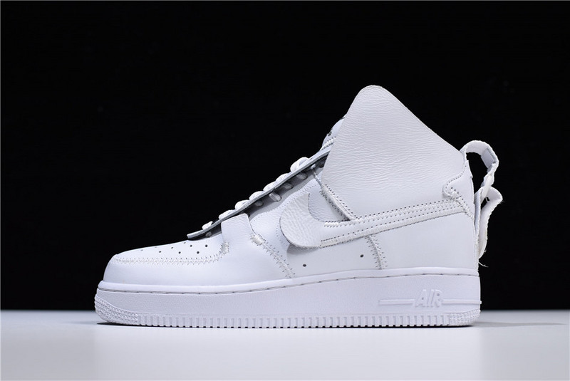 PSNY x Nike Air Force 1 High White replica sneakers featuring a sleek white leather upper, premium detailing, and a high-top silhouette, perfect for fashion-forward sneaker enthusiasts.