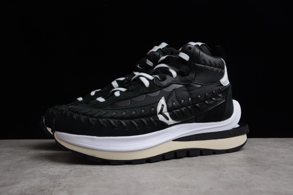 Sacai x Jean Paul Gaultier x Nike Vapor Waffle Black high-quality replica sneakers featuring a unique layered design and innovative color palette.