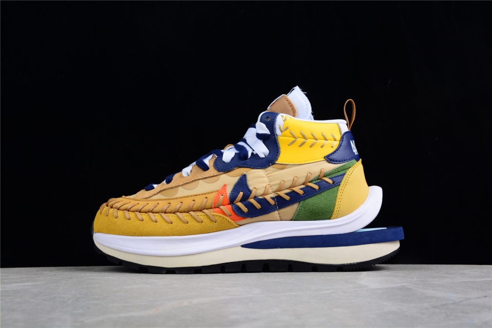 Sacai X Jean Paul Gaultier X Nike Vapor Waffle Sesame replica sneakers featuring a unique blend of textures and colors, designed for style and comfort.