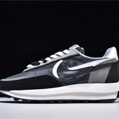 Sacai Nike LD Waffle Black BV0073 001 replica sneakers featuring a sleek black design, layered textures, and a distinctive waffle outsole for enhanced style and comfort.