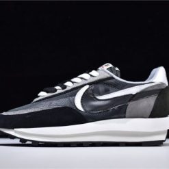 Sacai x Nike LD Waffle Black replica sneakers featuring a distinctive layered design and premium materials, showcasing a modern aesthetic perfect for sneaker enthusiasts.