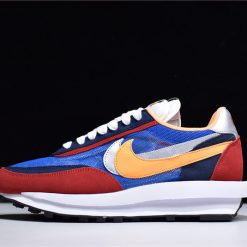 Sacai X Nike LD Waffle Blue Multi BV0073 400 high-quality replica sneakers showcasing a vibrant blue and multi-colored design with unique layered construction and premium materials for stylish streetwear appeal.