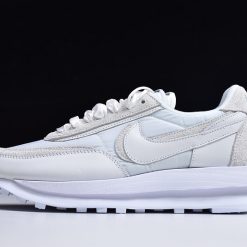 Sacai x Nike LD Waffle White Nylon BV0073 101 high-quality replica sneakers showcasing a stylish blend of textures and modern design elements, perfect for sneaker enthusiasts.