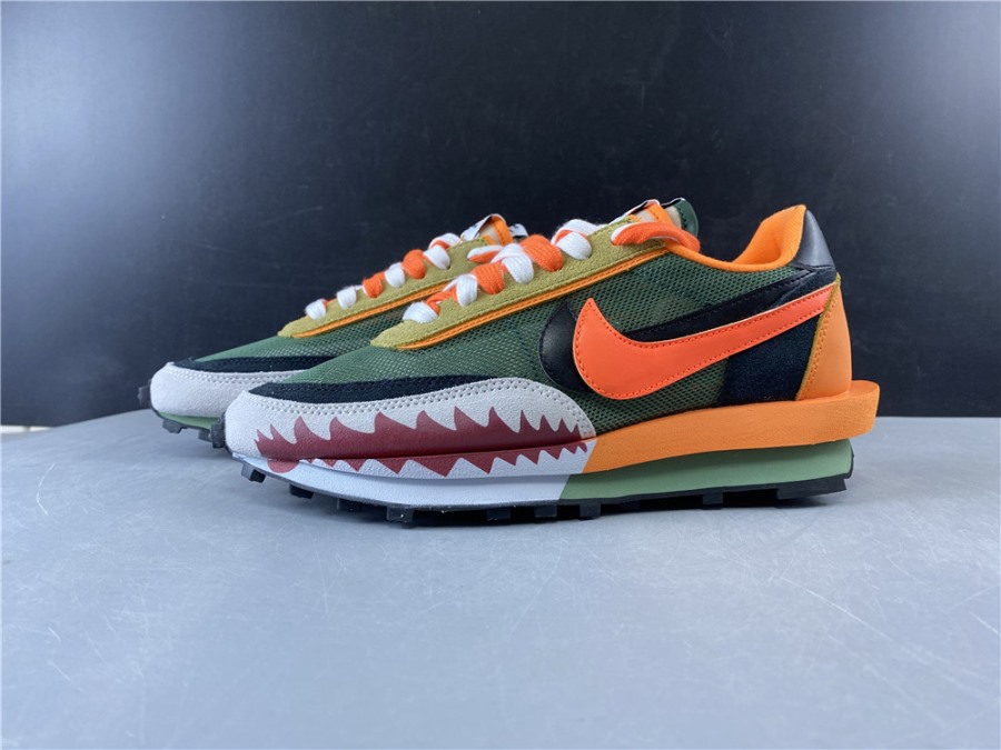 Sacai x Nike LVD Waffle Daybreak replica sneakers featuring a unique blend of vibrant colors and textures, showcasing the signature layered design and a stylish silhouette ideal for sneaker enthusiasts.