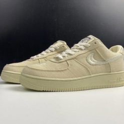 Stussy x Nike Air Force 1 Low Fossil Stone replica sneakers featuring a stylish design with a unique colorway, perfect for sneaker enthusiasts.