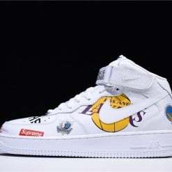 Supreme X NBA X Nike Air Force 1 Mid 07 White AQ8017 100 high-quality replica sneakers showcasing a stylish and iconic basketball shoe design with premium materials and detailing.
