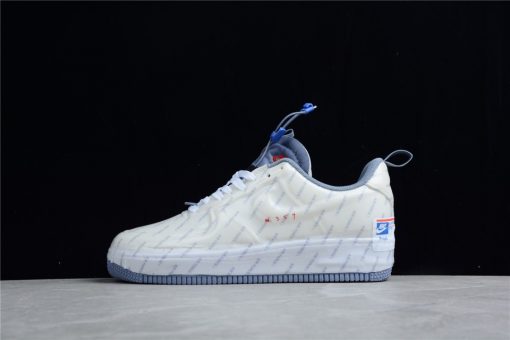 Close-up of USPS X Nike Air Force 1 Experimental Postal Ghost replica sneakers showcasing their unique design and high-quality materials. These stylish shoes feature the iconic Nike silhouette with USPS-inspired detailing, perfect for sneaker enthusiasts and collectors.