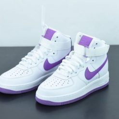 High-quality replica sneakers featuring the Wmns Nike Air Force 1 High in White and Dark Orchid, showcasing a stylish design with premium materials, perfect for elevating any wardrobe.