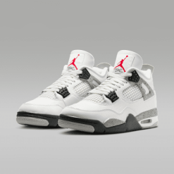 A pair of Air Jordan 4 Retro replica sneakers showcasing a stylish design with a classic silhouette, perfect for sneaker enthusiasts seeking high-quality replicas.