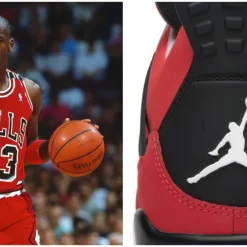Air Jordan 4 Toro Bravo replica sneakers featuring a vibrant red and black colorway, showcasing premium materials and attention to detail, perfect for sneaker enthusiasts seeking high-quality replicas.