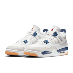 Nike SB X Air Jordan 4 Navy high-quality replica sneakers featuring a sleek navy upper, iconic Jumpman logo, and contrasting white accents, perfect for sneaker enthusiasts and collectors.