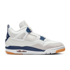 Nike SB x Air Jordan 4 Navy replica sneakers featuring a sleek navy blue design with premium materials, showcasing a blend of iconic sneaker styles for a high-quality look and feel.