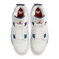 Nike Sb X Air Jordan 4 Navy high-quality replica sneakers featuring a classic design with a navy blue colorway, mesh and leather materials, and iconic Air Jordan 4 silhouette, perfect for sneaker enthusiasts and collectors.