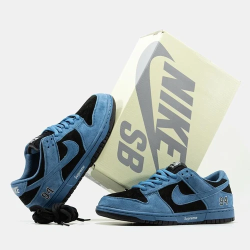 Supreme x Nike SB Dunk Low replica sneakers featuring a vibrant colorway and premium materials, designed to replicate the iconic streetwear and skate culture aesthetic for sneaker enthusiasts.